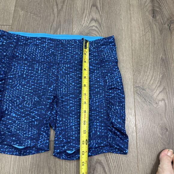 Lululemon Speed Track Shorts Womens 8 Blue Samba Snake Ruched Running Yoga Gym - Picture 7 of 7